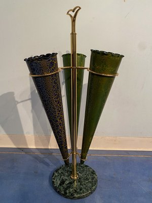 Italian Mid-Century Green Umbrella Stand with Cracked Effect, 1950s-MTX-1259670