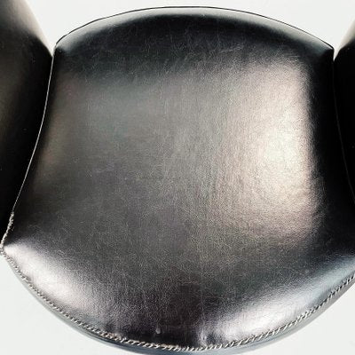 Italian Mid-Century Modern Armchair in Black Leather and Black Metal, 1970s-GDD-1272810