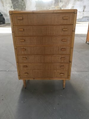 Italian Mid-Century Modern Bamboo & Glass Dresser, 1970s-DHH-968784