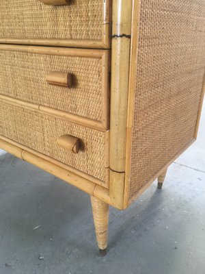 Italian Mid-Century Modern Bamboo & Glass Dresser, 1970s-DHH-968784