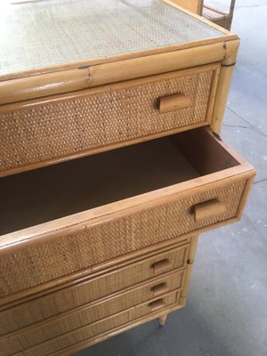 Italian Mid-Century Modern Bamboo & Glass Dresser, 1970s-DHH-968784