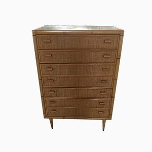 Italian Mid-Century Modern Bamboo & Glass Dresser, 1970s-DHH-968784