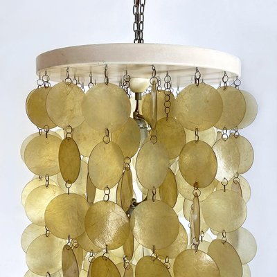 Italian Mid-Century Modern Golden Plastic Cascade Chandelier, 1970s-GDD-1284759