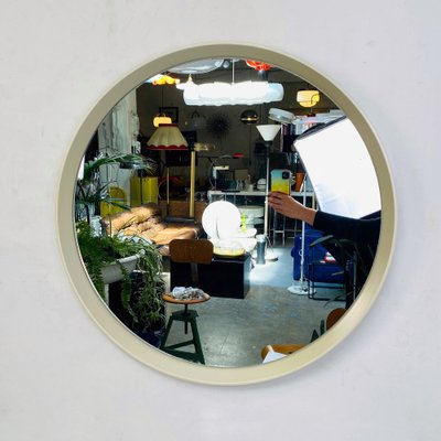 Italian Mid-Century Modern Round White Plastic Mirror, 1980s-GDD-1313688