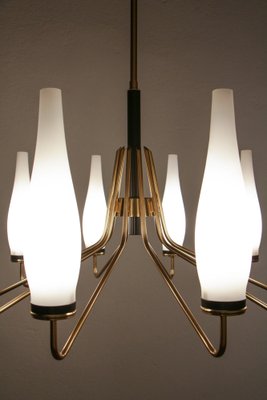 Italian Mid-Century Modern Ten Light Chandelier Attributed to Stilnovo, 1950s-MTX-1132629