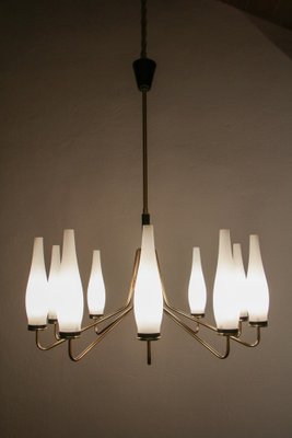 Italian Mid-Century Modern Ten Light Chandelier Attributed to Stilnovo, 1950s-MTX-1132629