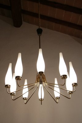 Italian Mid-Century Modern Ten Light Chandelier Attributed to Stilnovo, 1950s-MTX-1132629