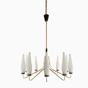 Italian Mid-Century Modern Ten Light Chandelier Attributed to Stilnovo, 1950s-MTX-1132629