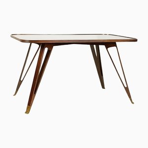 Italian Mid-Century Modern Wood & Brass Coffee Table Attributed to Paolo Buffa-RD-1268307