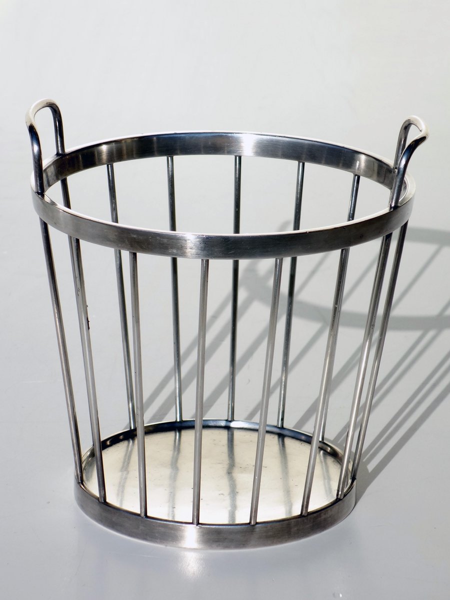 Italian Midcentury Silver Alpacca Fruit Basket by Broggi Milano, 1950s