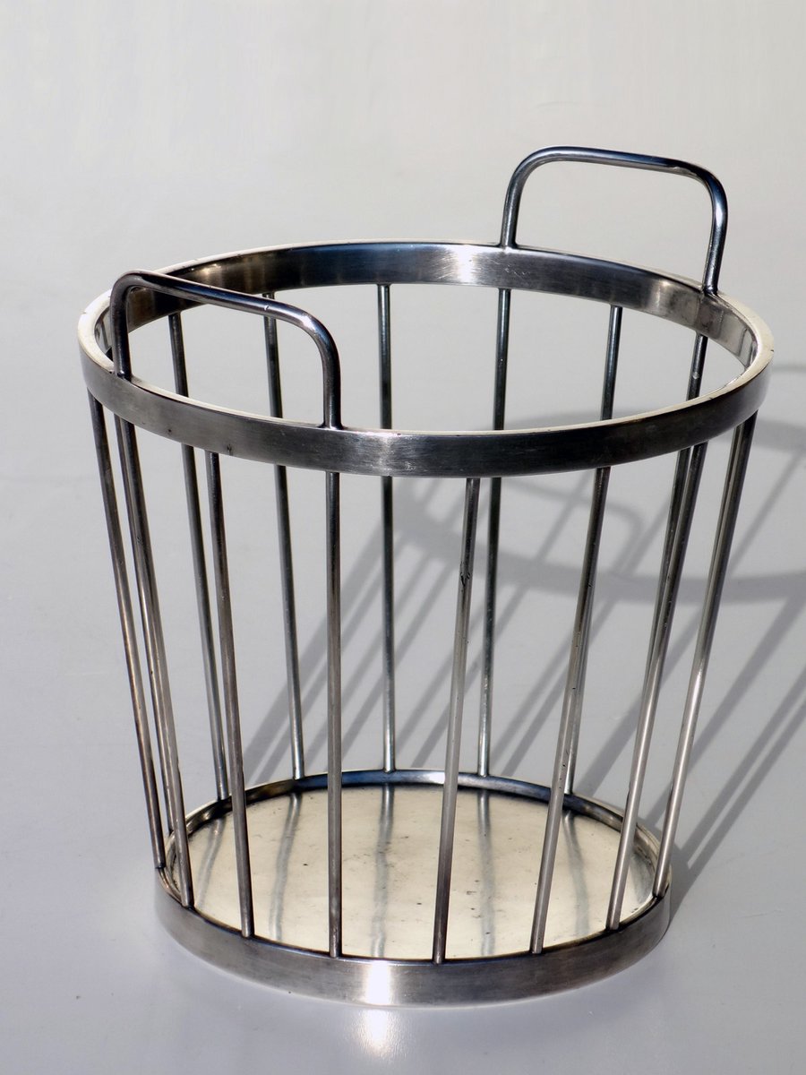 Italian Midcentury Silver Alpacca Fruit Basket by Broggi Milano, 1950s