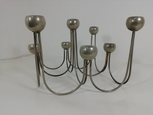 Italian Minimalist Chrome-Plated Steel Candleholder