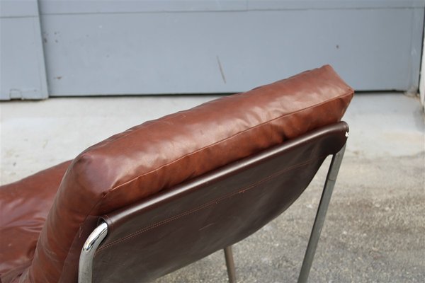 Italian Minimalist Lounge Chair in Chromed Metal, 1970s-EH-776779