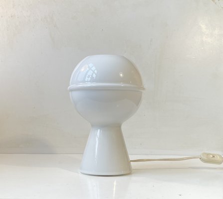 Italian Minimalist Saturn Table Lamp in White Murano Glass, 1970s-LCR-1785746