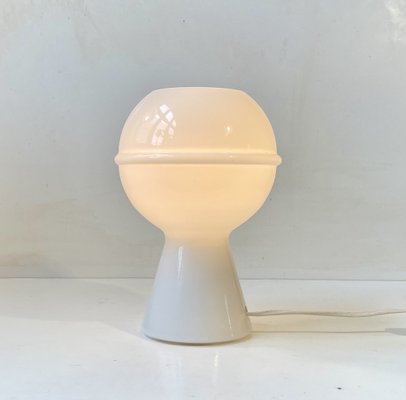 Italian Minimalist Saturn Table Lamp in White Murano Glass, 1970s-LCR-1785746