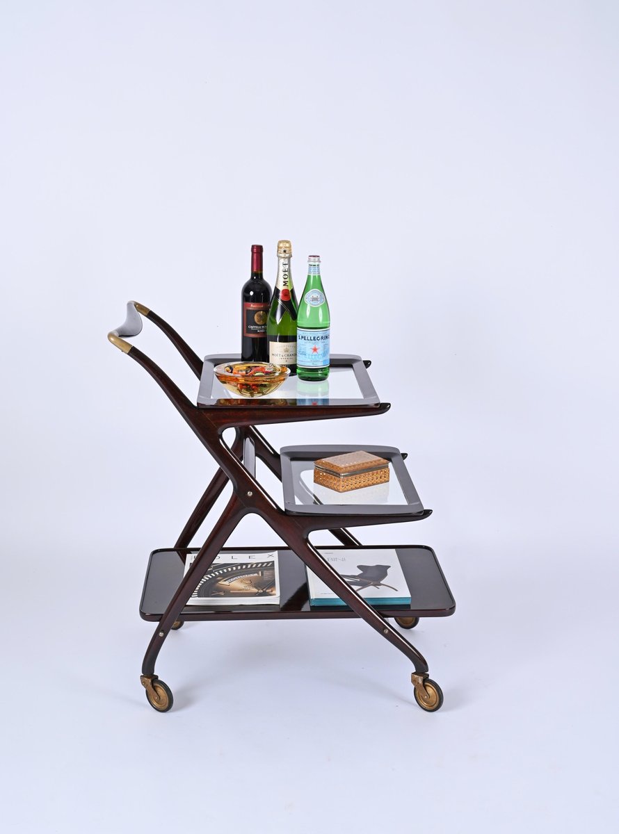 Italian Mod. 65 Serving Bar Cart by Ico & Luisa Parisi for D Baggis, 1950s