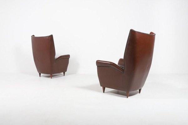 Italian Model 512 Wingback Lounge Armchairs by Gio Ponti, 1950s, Set of 2-KMC-961611