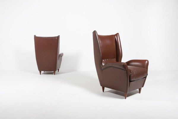 Italian Model 512 Wingback Lounge Armchairs by Gio Ponti, 1950s, Set of 2-KMC-961611