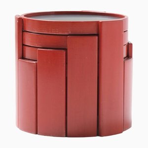 Italian Model 780 Nesting Tables in Red by Vico Magistretti for Cassina, Set of 4-ZXL-1401004