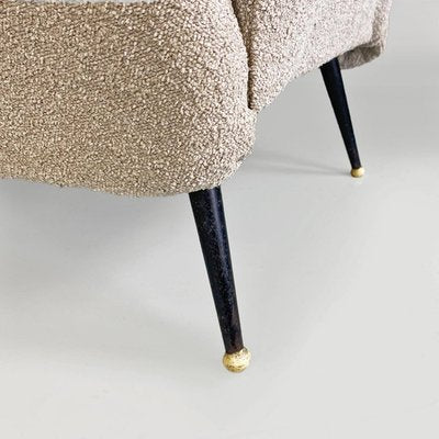 Italian Modern Armchairs in Light Gray Bouclé Fabric and Black Metal, 1960s, Set of 2-GDD-1806606