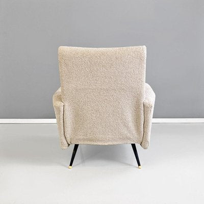 Italian Modern Armchairs in Light Gray Bouclé Fabric and Black Metal, 1960s, Set of 2-GDD-1806606