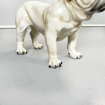 Italian Modern Beige & Black Ceramic Sculpture of Standing Bulldog, 1970s-GDD-1306578