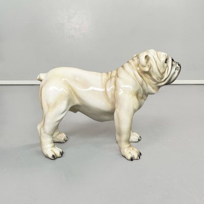 Italian Modern Beige & Black Ceramic Sculpture of Standing Bulldog, 1970s-GDD-1306578