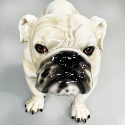 Italian Modern Beige & Black Ceramic Sculpture of Standing Bulldog, 1970s-GDD-1306578