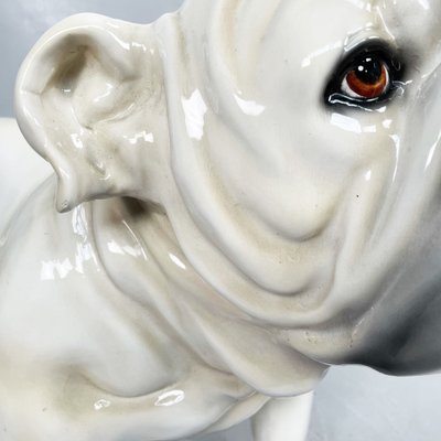 Italian Modern Beige & Black Ceramic Sculpture of Standing Bulldog, 1970s-GDD-1306578