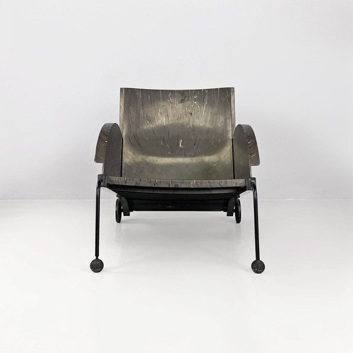 Italian Modern Black 4841 Armchair attributed to Anna Castelli Ferreri for Kartell, 1980s