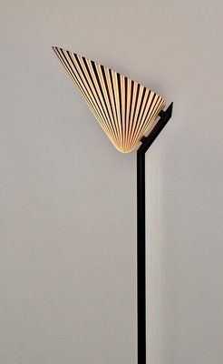 Italian Modern Black and White Glass Floor Lamp with Tube Steel Stem, 1980s-NB-764690