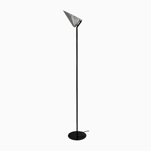 Italian Modern Black and White Glass Floor Lamp with Tube Steel Stem, 1980s-NB-764690