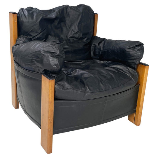 Italian Modern Black Armchair by Afra and Tobia Scarp for Maxalto, 1970s