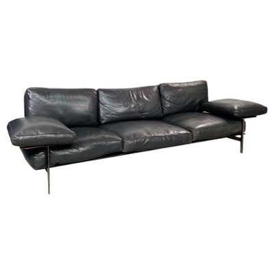 Italian Modern Black Leather Diesis Sofa by Antonio Citterio for B&B, 1980s-GDD-1351664