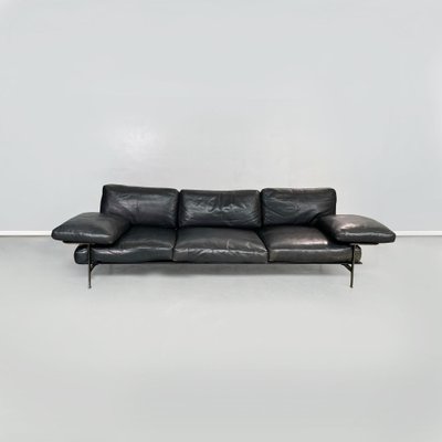 Italian Modern Black Leather Diesis Sofa by Antonio Citterio for B&B, 1980s-GDD-1351664