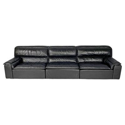 Italian Modern Black Leather Sofa by Carlo Bartoli Rossi for Albizzate, 1970s-GDD-1819715