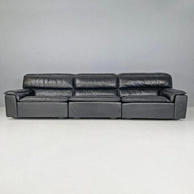 Italian Modern Black Leather Sofa by Carlo Bartoli Rossi for Albizzate, 1970s-GDD-1819715