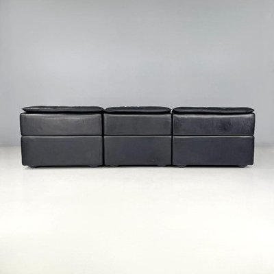 Italian Modern Black Leather Sofa by Carlo Bartoli Rossi for Albizzate, 1970s-GDD-1819715