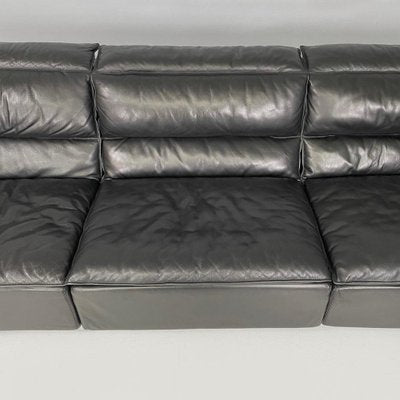 Italian Modern Black Leather Sofa by Carlo Bartoli Rossi for Albizzate, 1970s-GDD-1819715