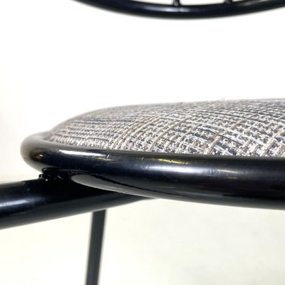 Italian Modern Black Metal and Grey Fabric Chairs with Round Seats, 1980s, Set of 10-GDD-1750890