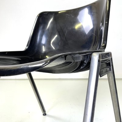 Italian Modern Black Plastic Chairs Modus SM 203 attributed to Borsani for Tecno, 1980s, Set of 8-GDD-1761422