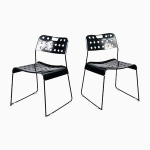 Italian Modern Black Steel Chairs Omstak by Rodney Kinsman Bieffeplast, 1970s, Set of 2-GDD-1396829