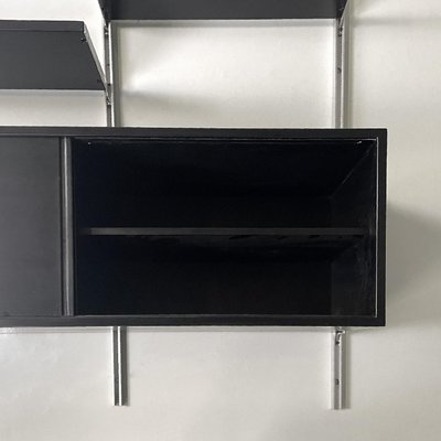 Italian Modern Black Wood and Metal Bookcase E22 attributed to Borsani for Tecno, 1970s-GDD-1749325