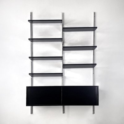 Italian Modern Black Wood and Metal Bookcase E22 attributed to Borsani for Tecno, 1970s-GDD-1749325