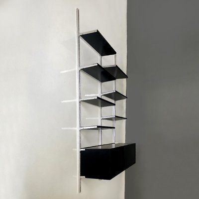 Italian Modern Black Wood and Metal Bookcase E22 attributed to Borsani for Tecno, 1970s-GDD-1749325