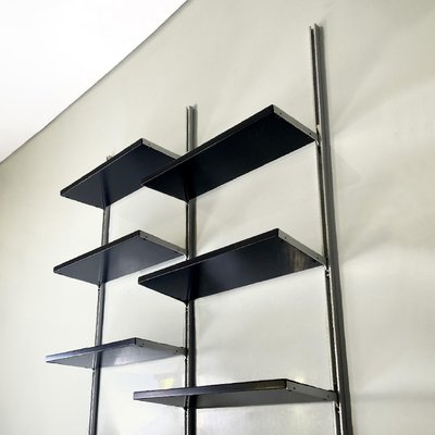 Italian Modern Black Wood and Metal Bookcase E22 attributed to Borsani for Tecno, 1970s-GDD-1749325