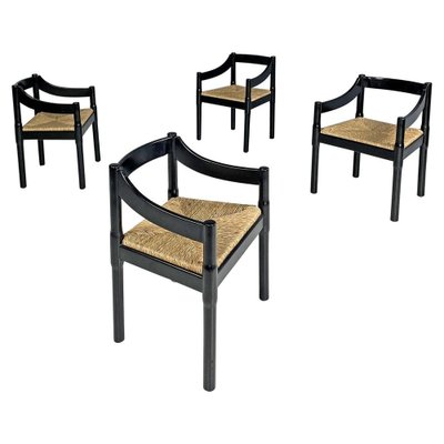 Italian Modern Black Wood Chairs by Vico Magistretti for Cassina, 1970s, Set of 4-GDD-1808331