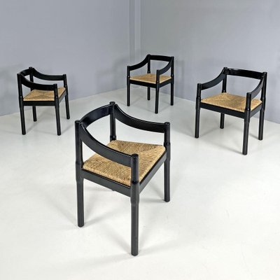 Italian Modern Black Wood Chairs by Vico Magistretti for Cassina, 1970s, Set of 4-GDD-1808331