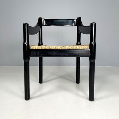 Italian Modern Black Wood Chairs by Vico Magistretti for Cassina, 1970s, Set of 4-GDD-1808331