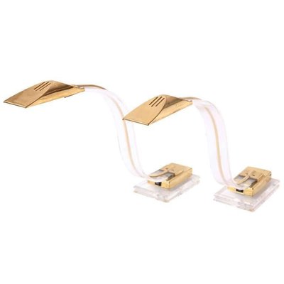 Italian Modern Brass & Acrylic Glass Desk Lamps, 1970s, Set of 2-KL-620317